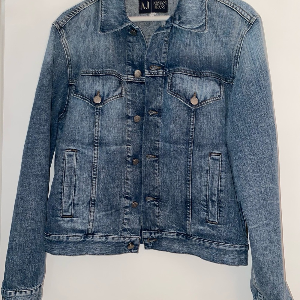 Armani Jeans Denim Jacket Made in Italy 100% Cotton US 34 (fits M/slim L)